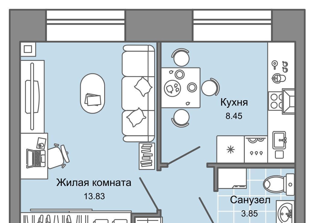 квартира г Ульяновск р-н Заволжский пр-кт Авиастроителей 26 фото 1