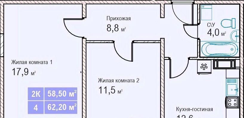 квартира г Нижний Новгород Парк культуры ЖК «Торпедо» 4 фото 1