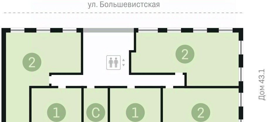 квартира г Новосибирск р-н Октябрьский ул Большевистская 43/2с фото 2