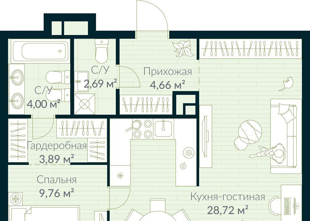 квартира г Уфа р-н Октябрьский Глумилино жилрайон, Урман Сити жилой комплекс фото 1