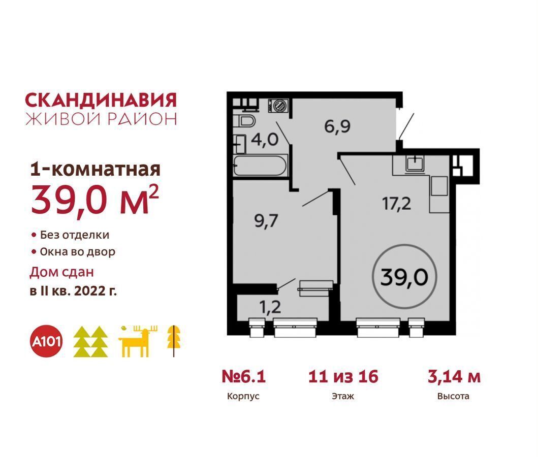 квартира г Москва п Сосенское метро Бунинская аллея ул Эдварда Грига 15 фото 1