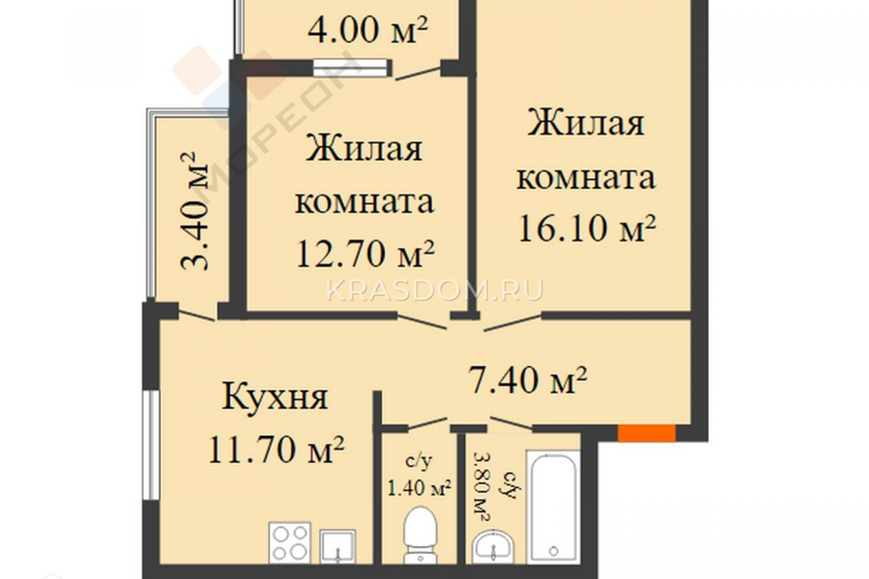 квартира г Краснодар ул Героев-Разведчиков 11/1 муниципальное образование Краснодар фото 9