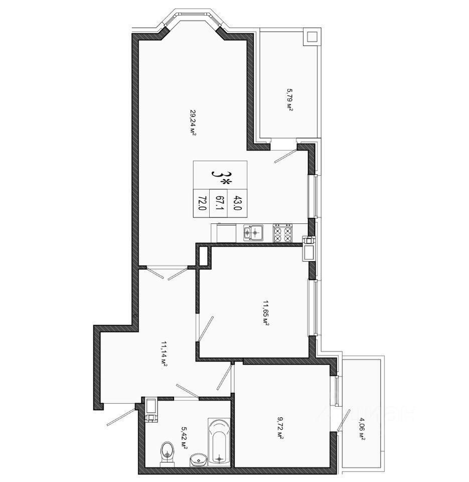 квартира г Краснодар ул им. Адмирала Крузенштерна 5/1 ЖК Red777 фото 1