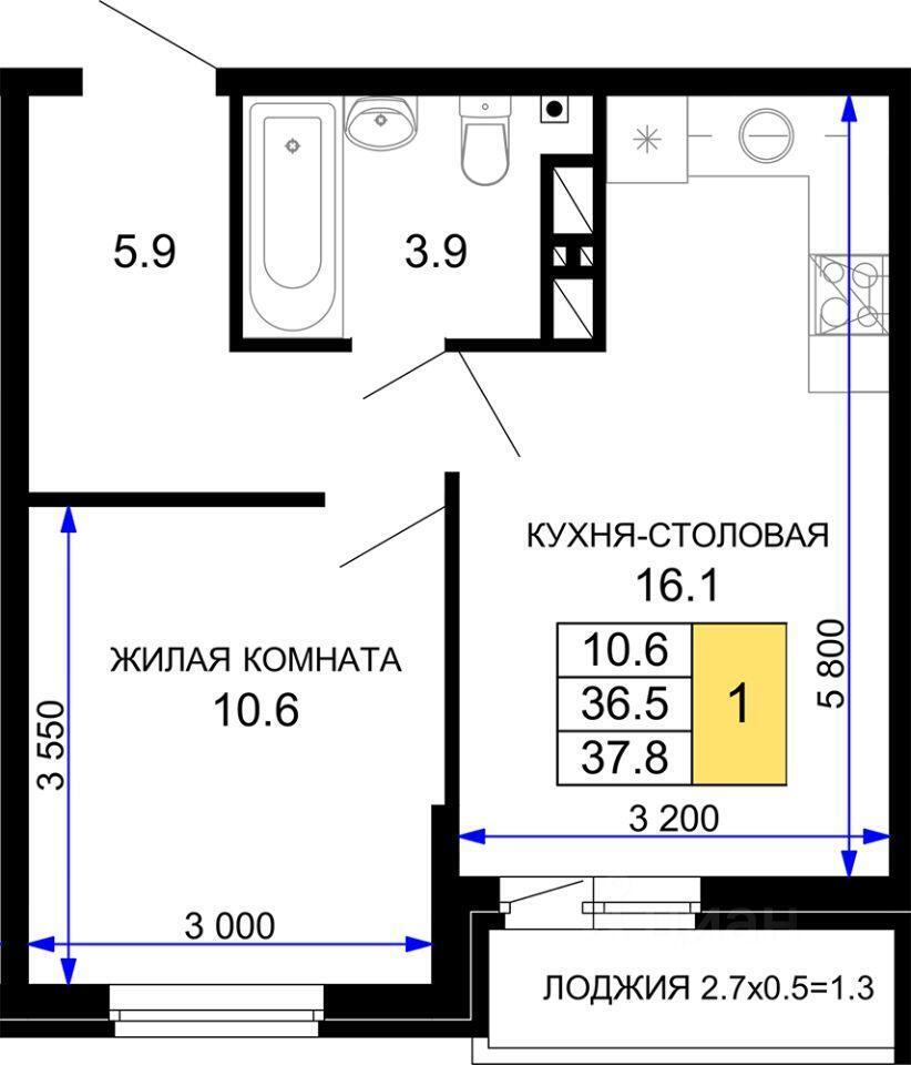 квартира г Краснодар ул им. лётчика Позднякова 2/2 ЖК «Дыхание» фото 1