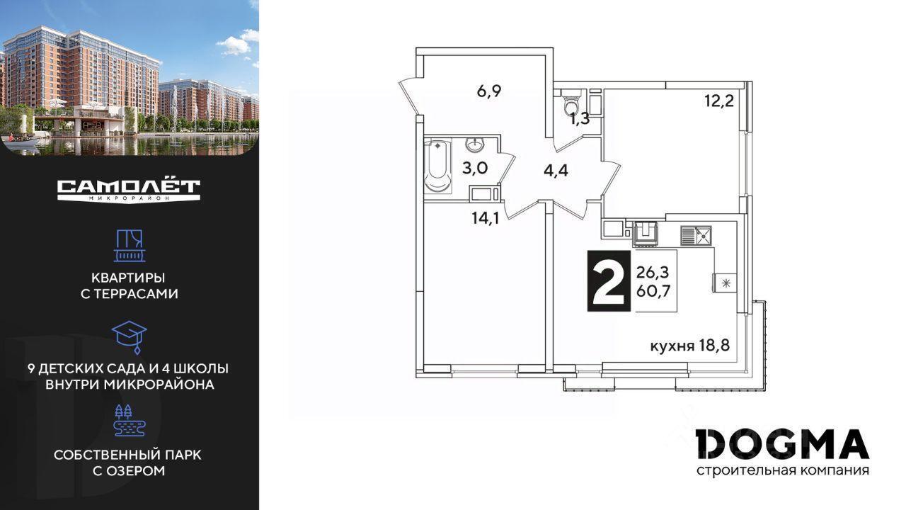 квартира г Краснодар ул им. Ивана Беличенко 95 ЖК «Самолет» фото 1