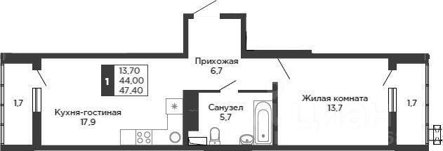 квартира г Краснодар пгт Пашковский ул им. Мачуги В.Н. 166а/1 ЖК «Сказка Град» фото 1