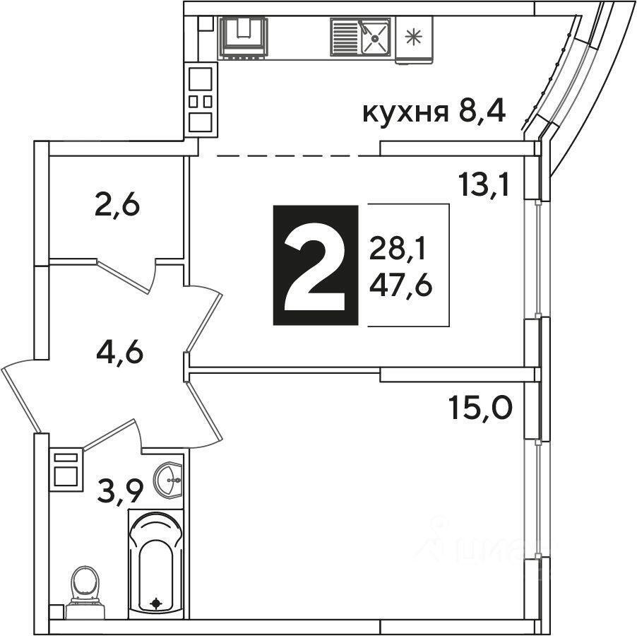 квартира г Краснодар ул им. Ивана Беличенко 85 ЖК «Самолет» фото 2