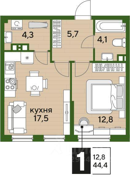 квартира г Краснодар ул им. Марины Цветаевой 3/1 фото 2