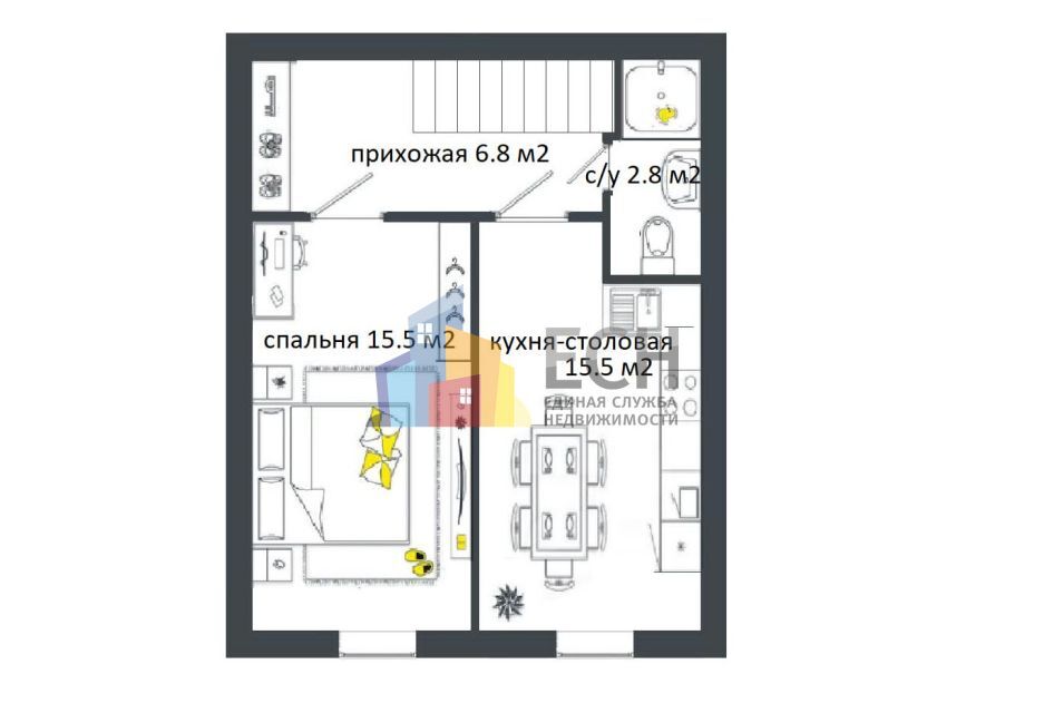 квартира р-н Ленинский д Малевка проезд 2-й Малевский 1г муниципальное образование Тула фото 9