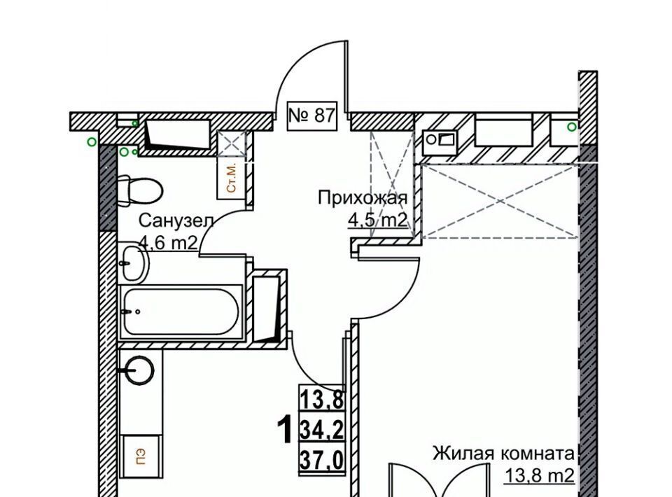 квартира г Нижний Новгород Стрелка Мещерское Озеро ЖК «Гранд Квартал Бетанкур» жилрайон, 1-й мкр фото 1