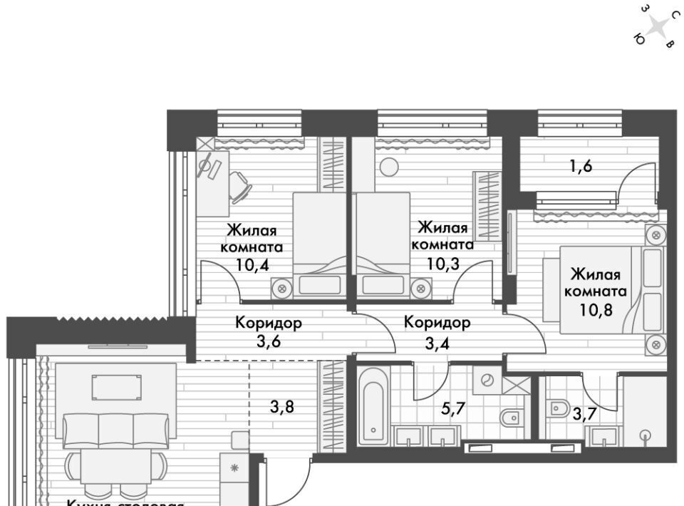 квартира г Владивосток р-н Ленинский ул Крылова 10 фото 1