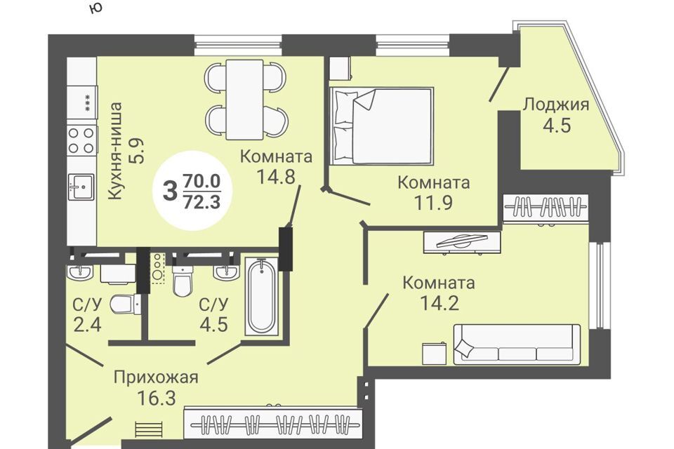 квартира г Новосибирск ул Петухова 168с городской округ Новосибирск фото 1