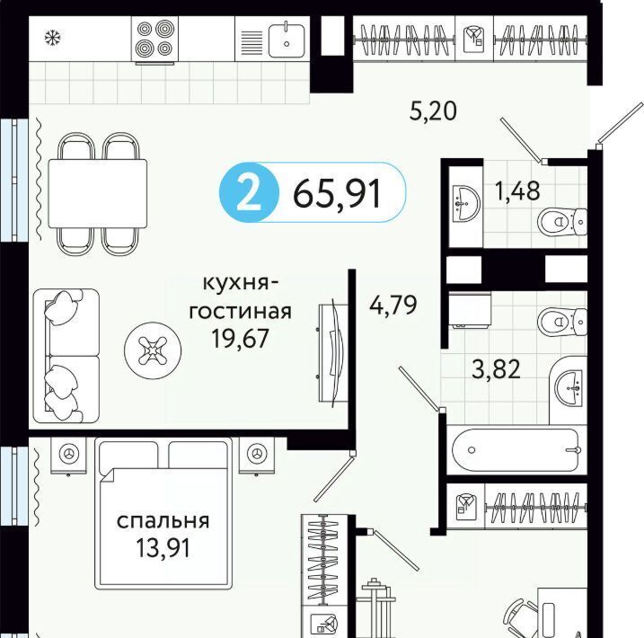 квартира р-н Тюменский д Дударева ул Сергея Джанбровского 17к/2 фото 1