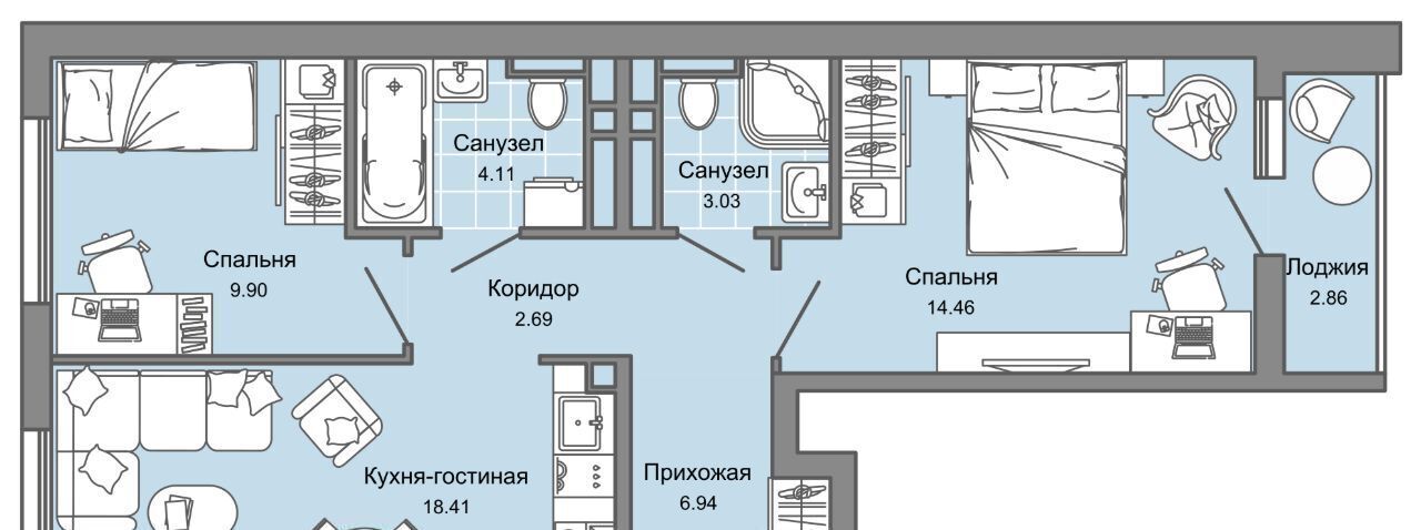 квартира г Ульяновск р-н Заволжский Новый Город ЖК «Светлые кварталы» 2 фото 1