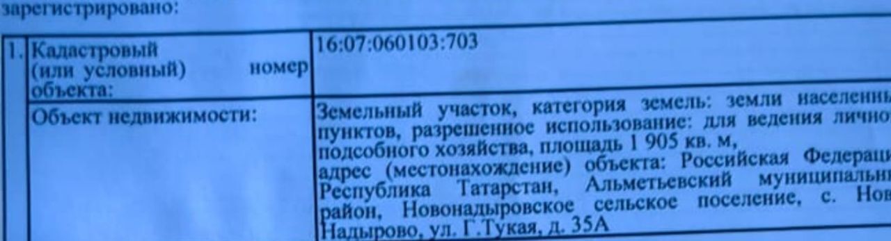 земля р-н Альметьевский г Альметьевск ул Тукая 35 Новонадыровское сельское поселение, с. Новое Надырово фото 3