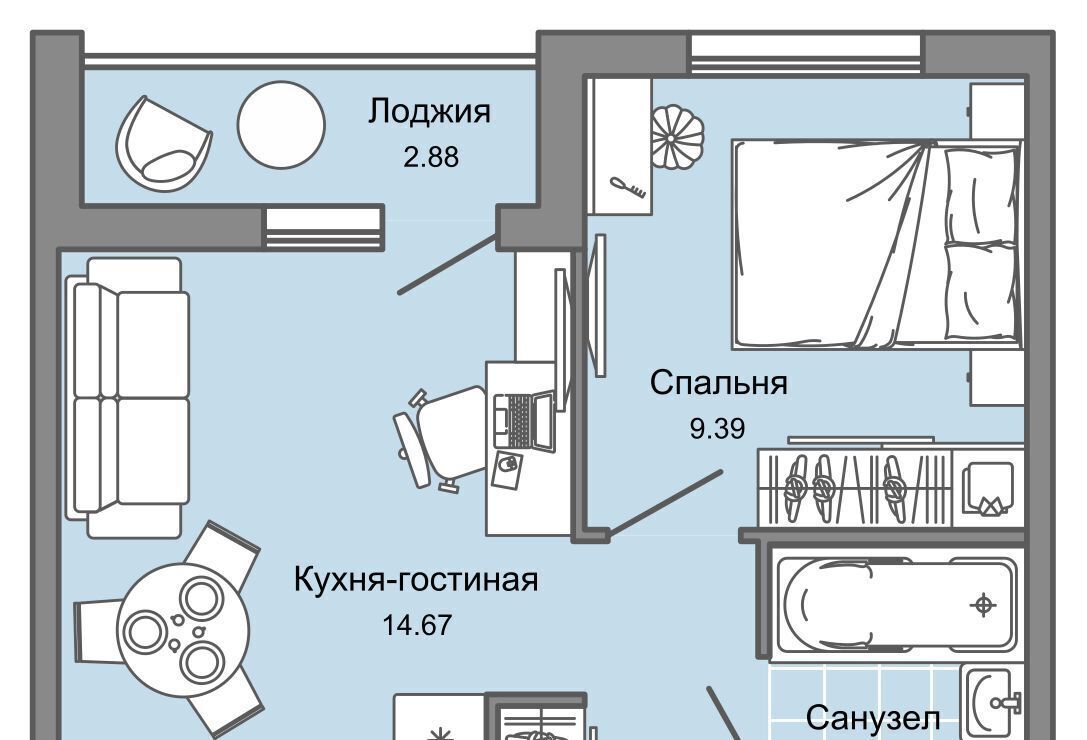 квартира г Ульяновск р-н Заволжский Новый Город ЖК «Светлые кварталы» 2 фото 1