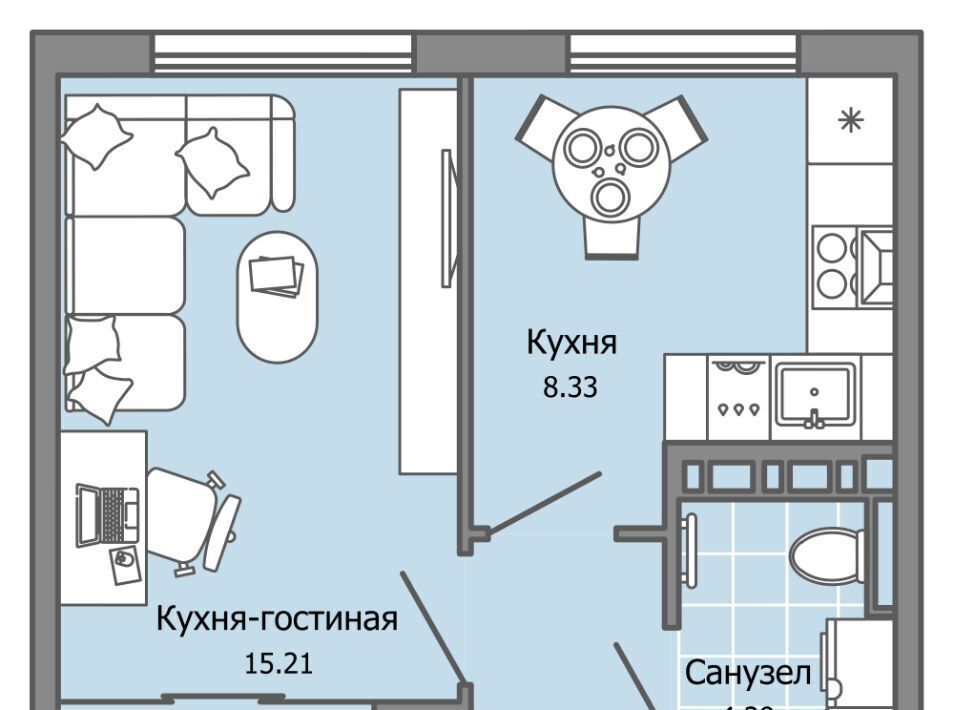 квартира г Ульяновск р-н Засвияжский Город Новаторов жилой комплекс, 2 фото 1