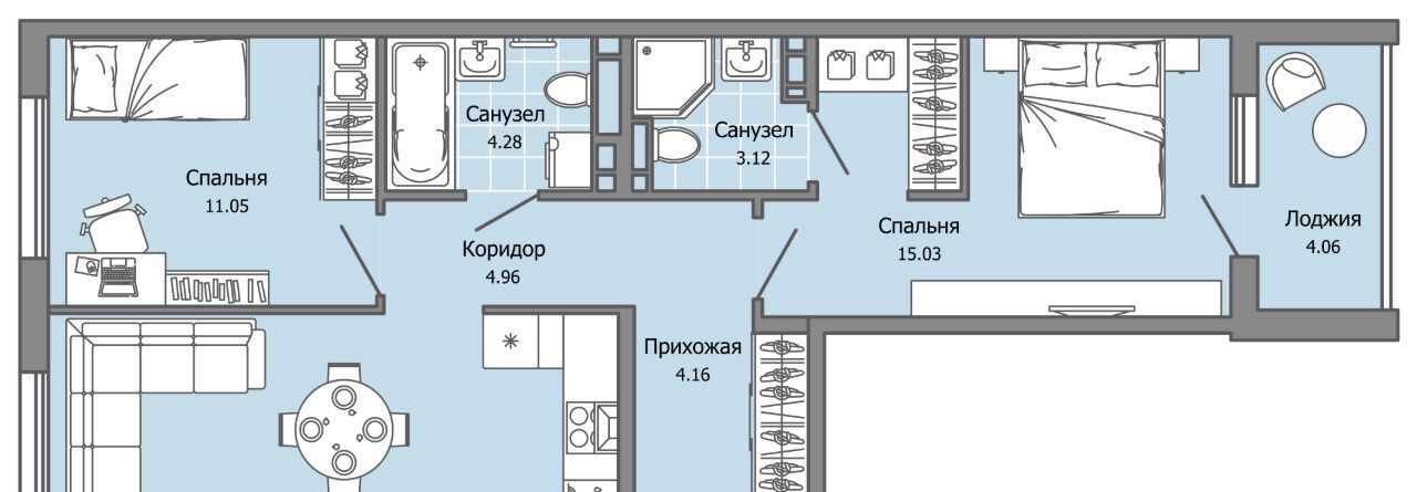 квартира г Ульяновск р-н Засвияжский Город Новаторов жилой комплекс, 2 фото 1