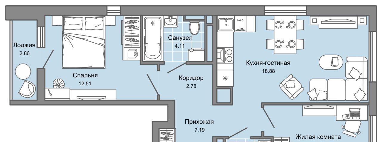 квартира г Ульяновск р-н Заволжский Новый Город ЖК «Светлые кварталы» 2 фото 1