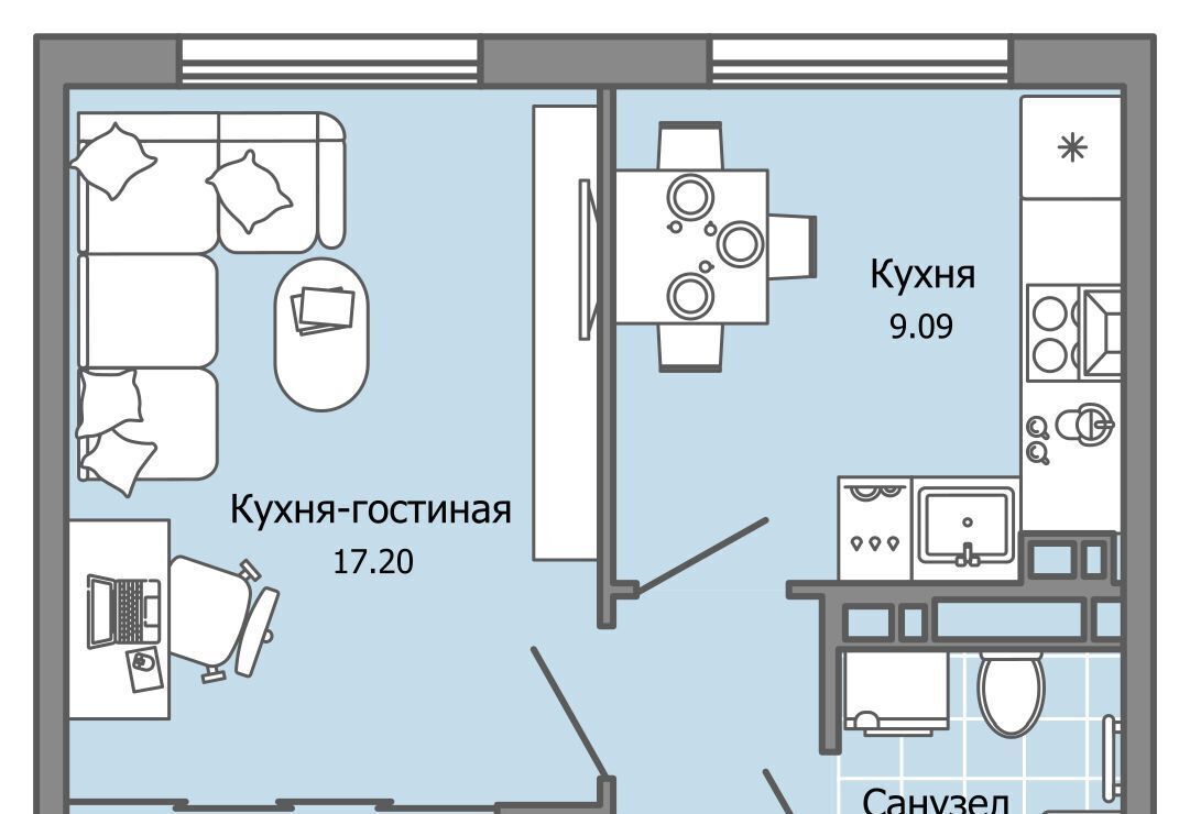 квартира г Ульяновск р-н Засвияжский Город Новаторов жилой комплекс, 2 фото 1