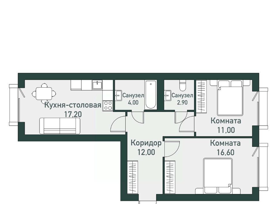 квартира п Западный р-н мкр Привилегия ул Спортивная 16 Кременкульское с/пос фото 1