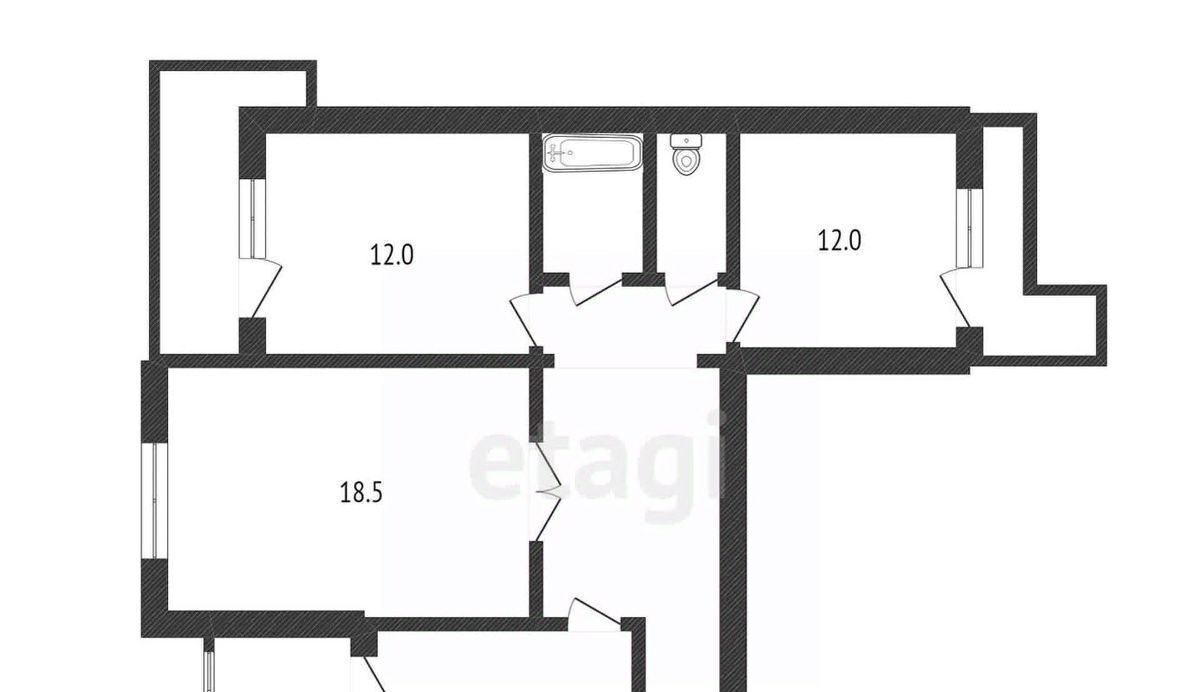 Продам трехкомнатную вторичку на улице Мусукаева в городе Нальчике 69.0 м²  этаж 9/9 2800000 руб база Олан ру объявление 121903418