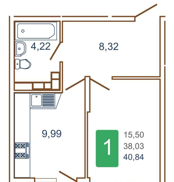 квартира г Краснодар р-н Прикубанский ул им. Кирилла Россинского 3/1к 1 фото 1