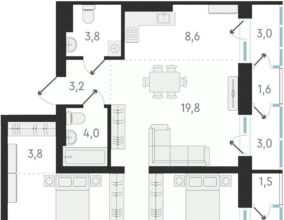 квартира г Новосибирск Заельцовская ул Аэропорт 49 фото 1