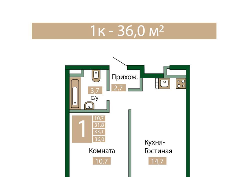 квартира р-н Симферопольский пгт Молодежное фото 1