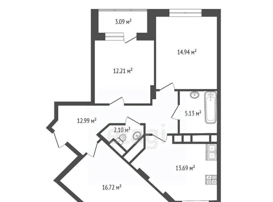 квартира г Калуга р-н Октябрьский ул Московская 311к/5 фото 15