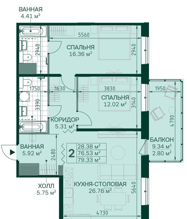 квартира г Санкт-Петербург метро Новочеркасская ЖК Magnifika Residence фото 1