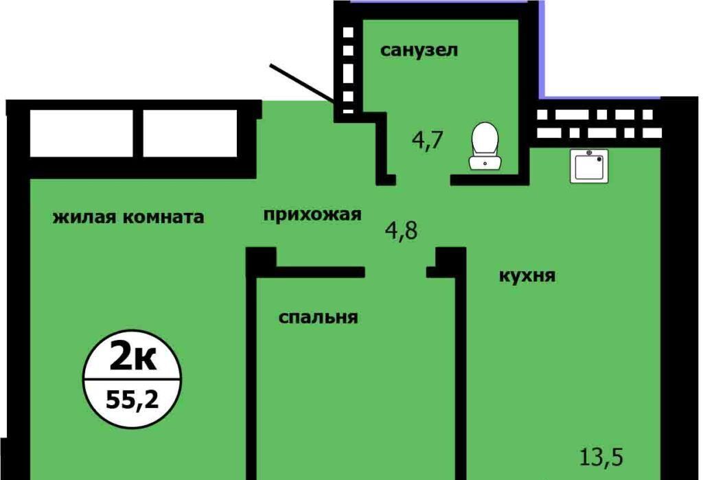 квартира г Красноярск р-н Свердловский Тихие зори ЖК «Тихие зори (Красстрой)» фото 1