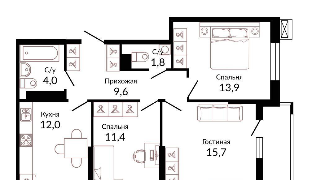 квартира г Краснодар р-н Прикубанский Краснодар, Отражение жилой комплекс фото 1