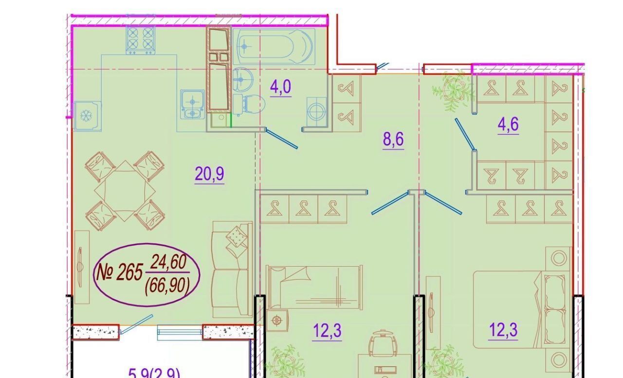 квартира г Краснодар р-н Прикубанский ул Конгрессная 41к/1 фото 1