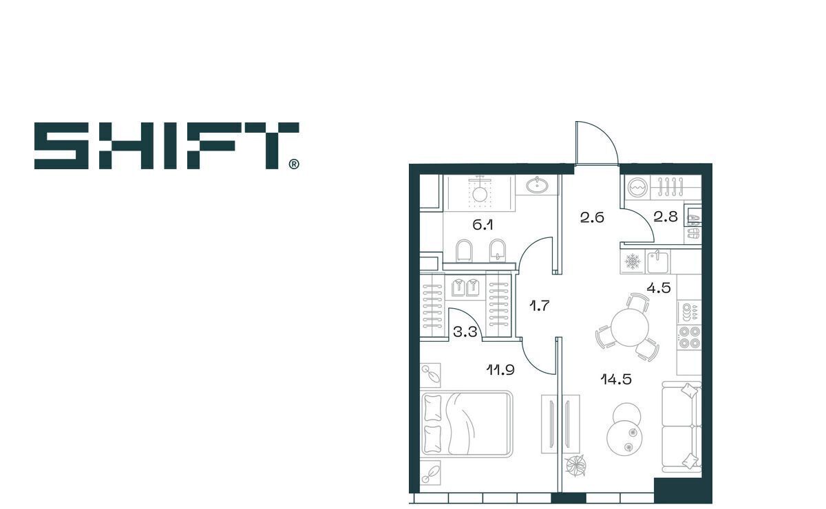 квартира г Москва метро Площадь Гагарина ЖК «SHIFT» 2-й Донской проезд, 10 фото 1