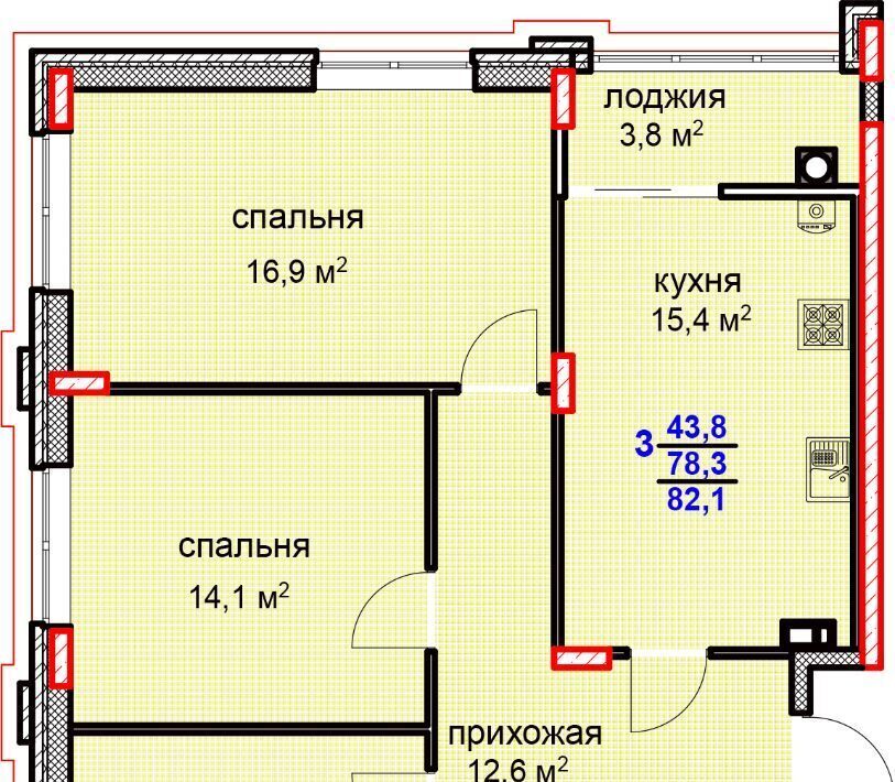 квартира г Ставрополь р-н Промышленный жилой квартал «Олива» № 35 мкр, Суворов фото 2