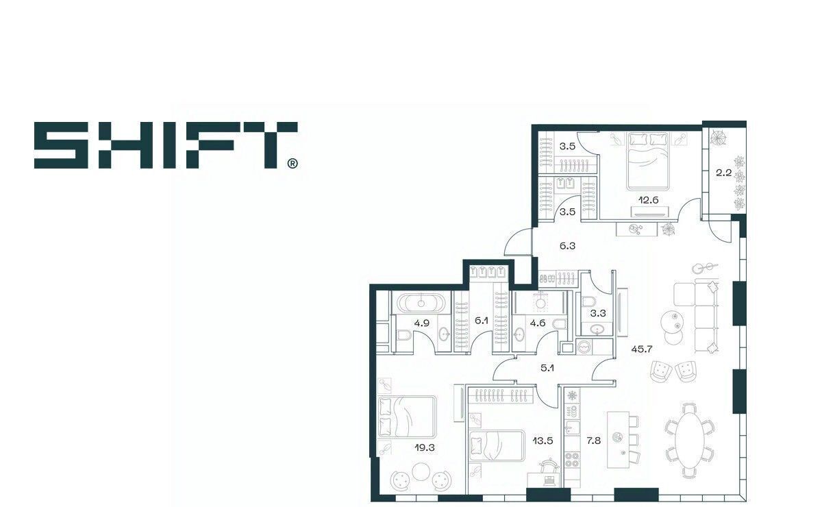 квартира г Москва метро Площадь Гагарина ЖК «SHIFT» 2-й Донской проезд, 10 фото 1