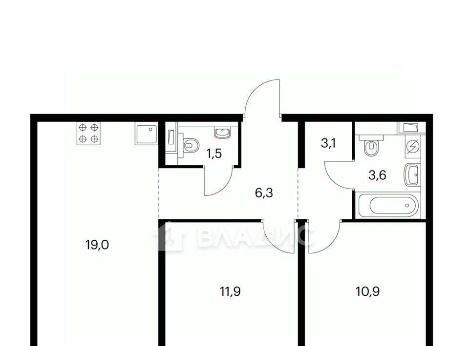 квартира г Москва метро Строгино № 100 кв-л, 1к 3 фото 17