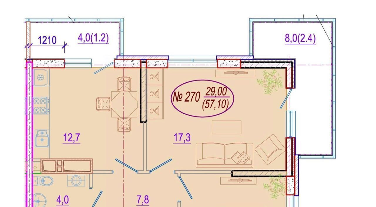 квартира г Краснодар р-н Прикубанский ул Конгрессная 41к/1 фото 1