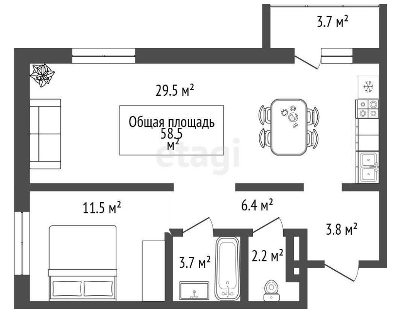 квартира г Новосибирск ул Игарская 5 городской округ Новосибирск фото 2