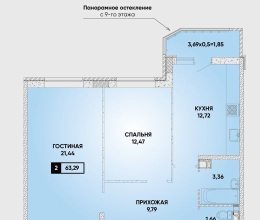 квартира г Краснодар р-н Прикубанский ул им. Григория Булгакова 8к/1 фото 2