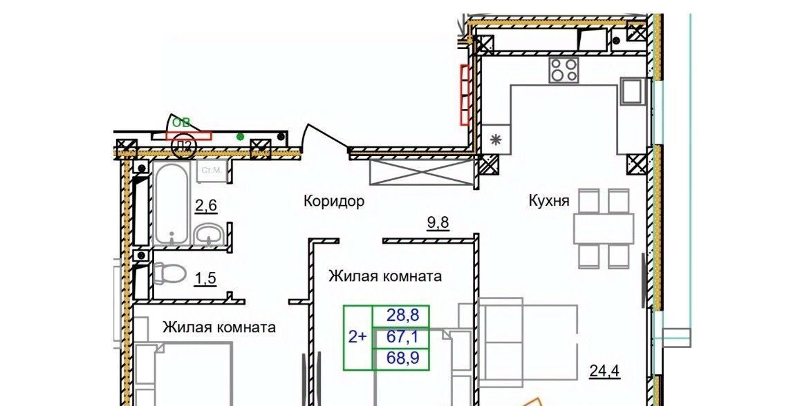 квартира г Старый Оскол микрорайон Космос ЖК Космос 11 фото 1