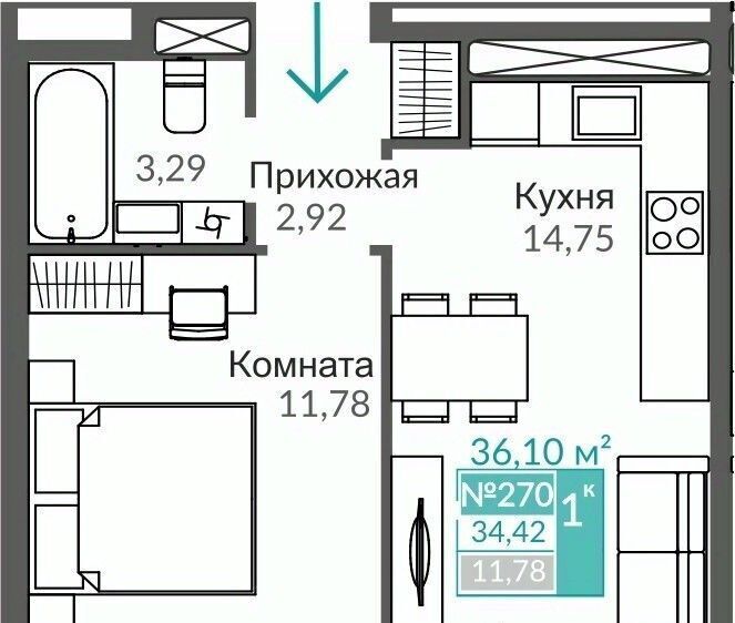 квартира г Симферополь р-н Киевский Крымская Роза ЖК «Абрикос 2» фото 1