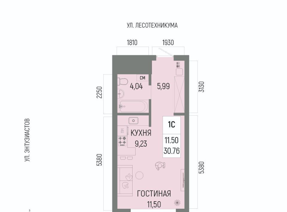 квартира г Уфа р-н Октябрьский ЖК «Новатор» Глумилино-1 мкр фото 1