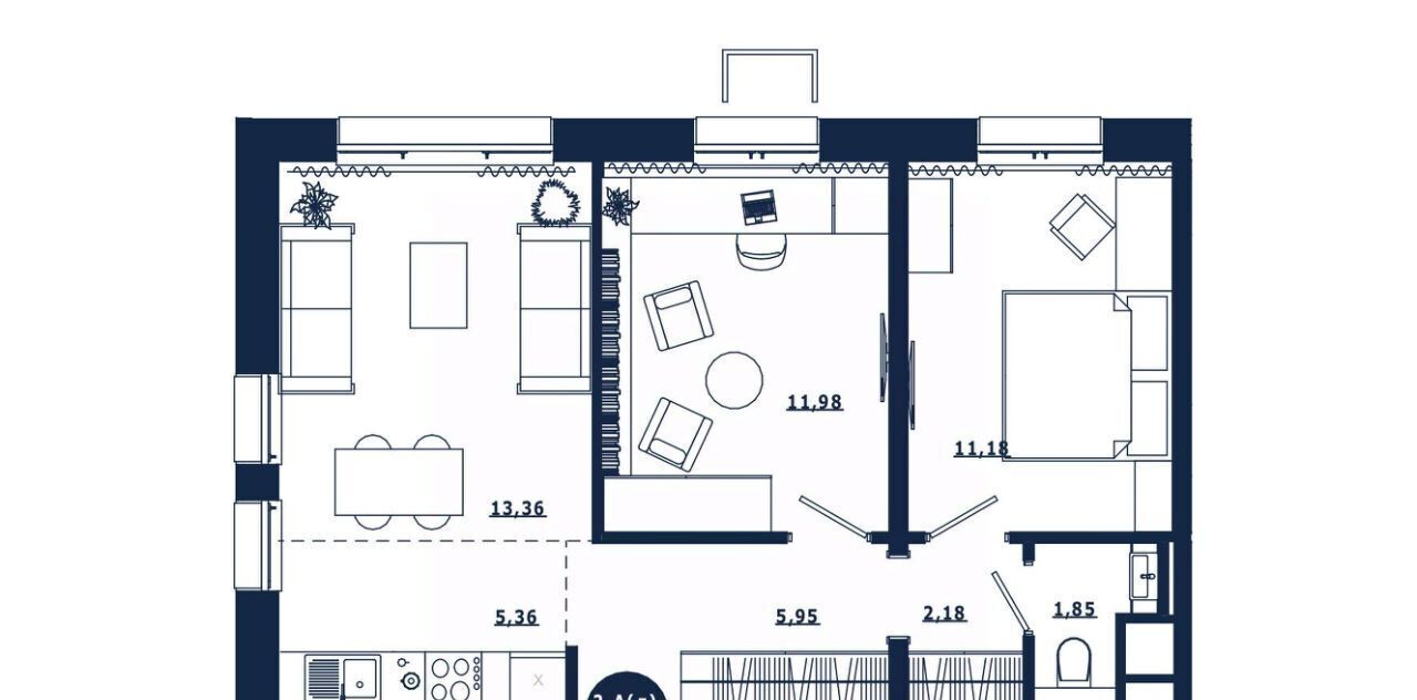 квартира г Сургут 39-й микрорайон посёлок Медвежий Угол ЖК «Крылов» фото 1