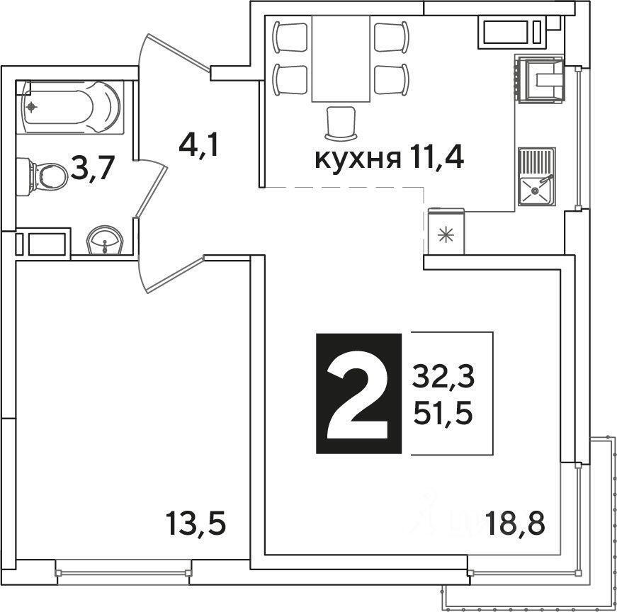 квартира г Краснодар р-н Прикубанский ул им. Ивана Беличенко 89 ЖК «Самолет» фото 1