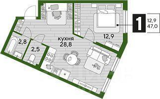 квартира г Краснодар р-н Прикубанский ул им. Марины Цветаевой 3/1 фото 1