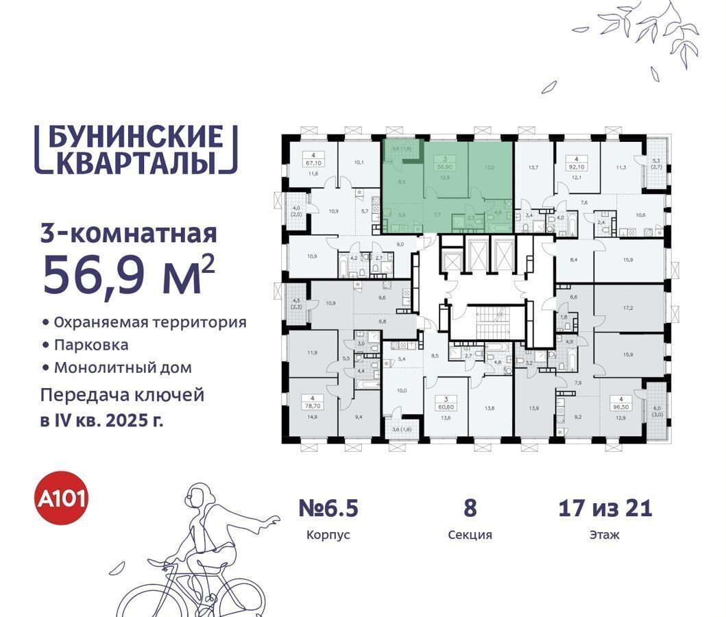 квартира г Москва п Сосенское ЖК Бунинские Кварталы метро Коммунарка фото 3