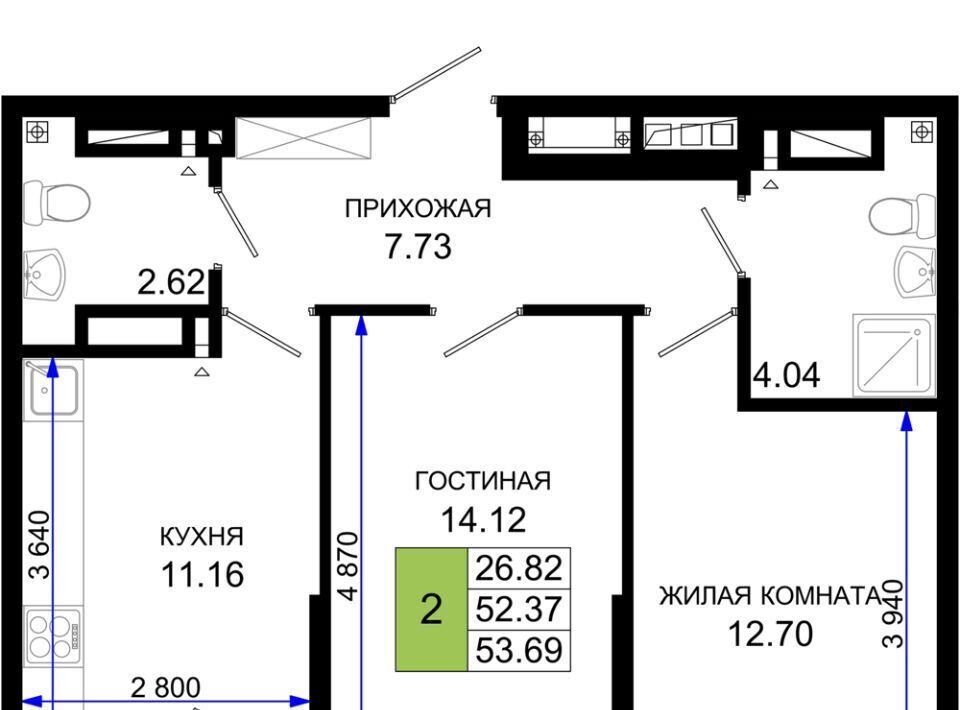 квартира г Ростов-на-Дону р-н Октябрьский пер Нефтекачка ЖК «Октябрь Парк» фото 1