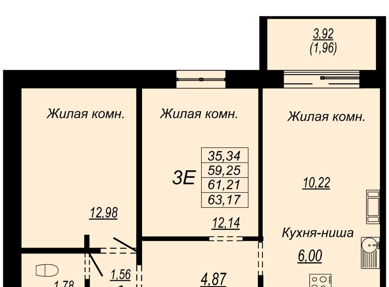 квартира г Хабаровск р-н Индустриальный Южный микрорайон ул Рокоссовского фото 1